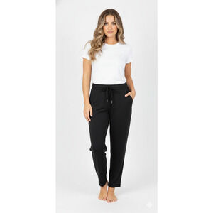 Halara Jogger Pants Womens Medium Black Elastic Waist Pockets Tapered Leg Casual